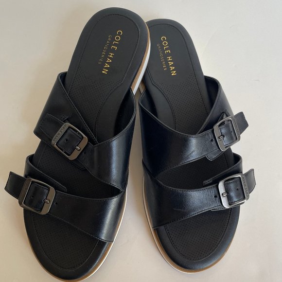 Cole Haan Grandseries Black Leather Sandals Like New Women's Size 8 W23292 - Picture 2 of 11